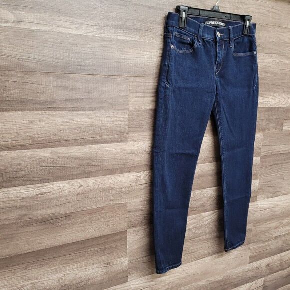 Express Jeans Legging Jegging 2 SHORT Midrise Blue Dark Wash Skinny Womens 2 - Picture 4 of 12